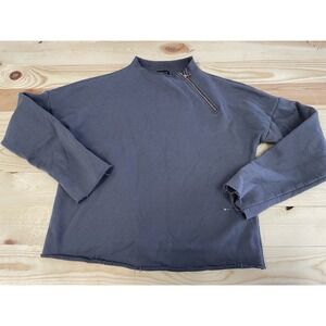 Lime And‎ Vine Womens M Pullover Top Shirt Gray Zippered SI34